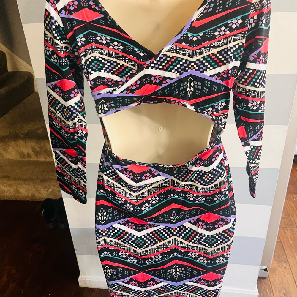 Multicolor Geometric Pattern Dress - Picture 2 of 2